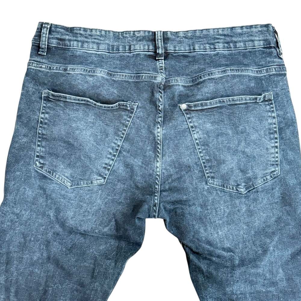 H&M Divided Men's Blue Acid Wash Skinny Moto Biker Jeans 38X32 - Picture 6 of 7
